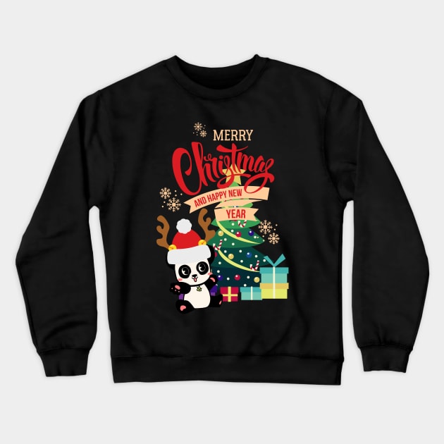 Cute Happy Panda Receives Many Christmas Gifts Crewneck Sweatshirt by Suga Collection